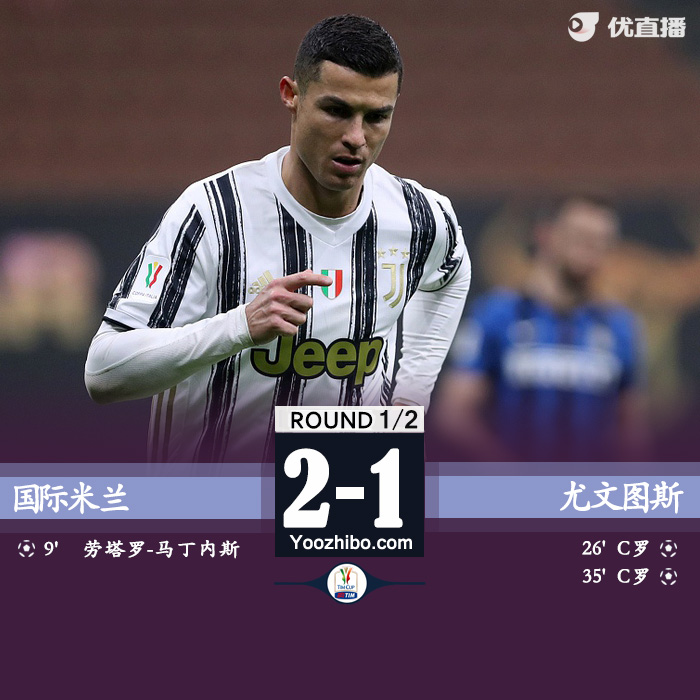 尤文图斯2-1国际米兰 C罗双响劳塔罗破门