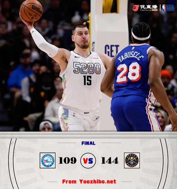 掘金144-109大胜76人 约基奇27+13+10 威少11+7+9