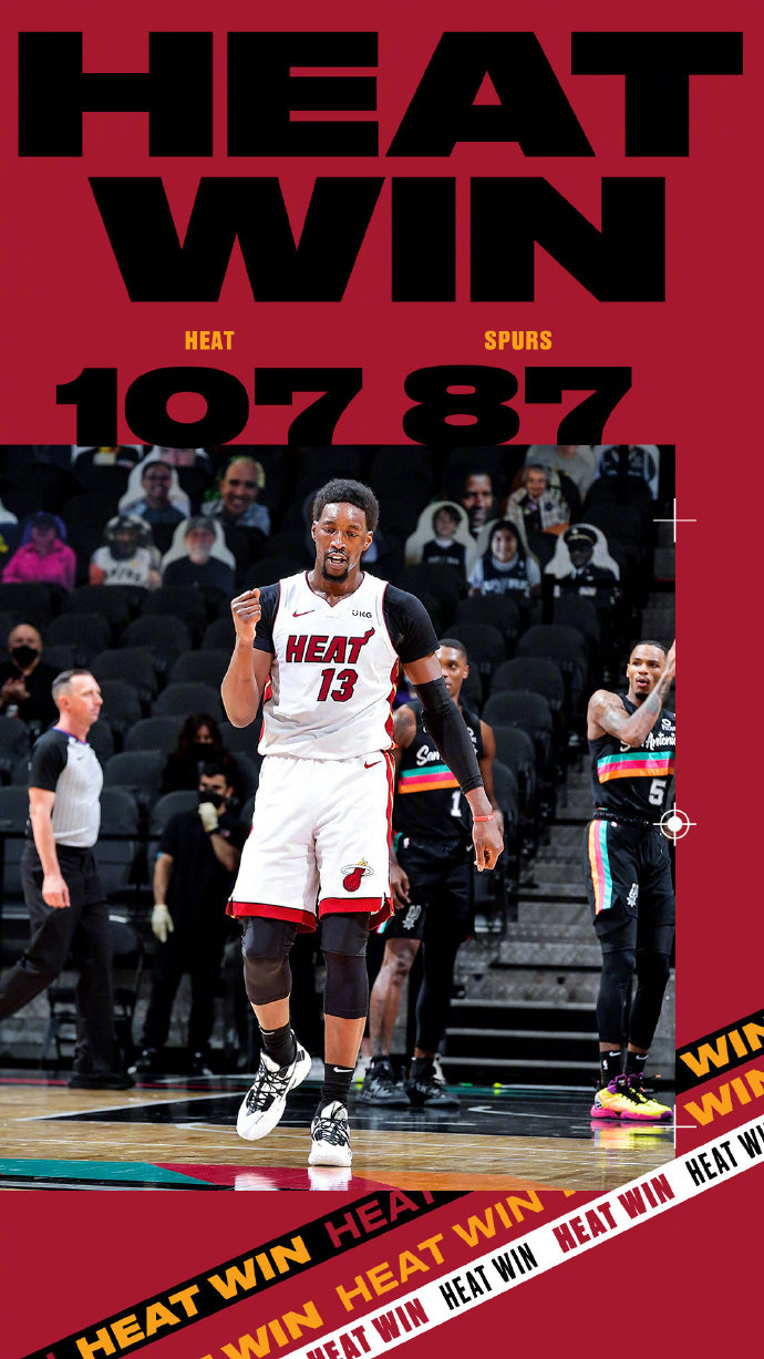 热火107-87大胜马刺 阿德巴约23+8 巴特勒18+7+11 德罗赞15分