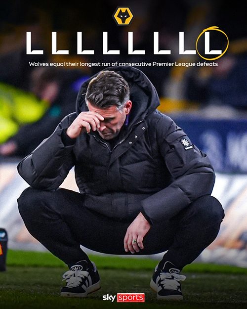 狼队“死亡赛程”来了：17轮仅2分垫底，下周两碰曼联+再踢枪手利物浦